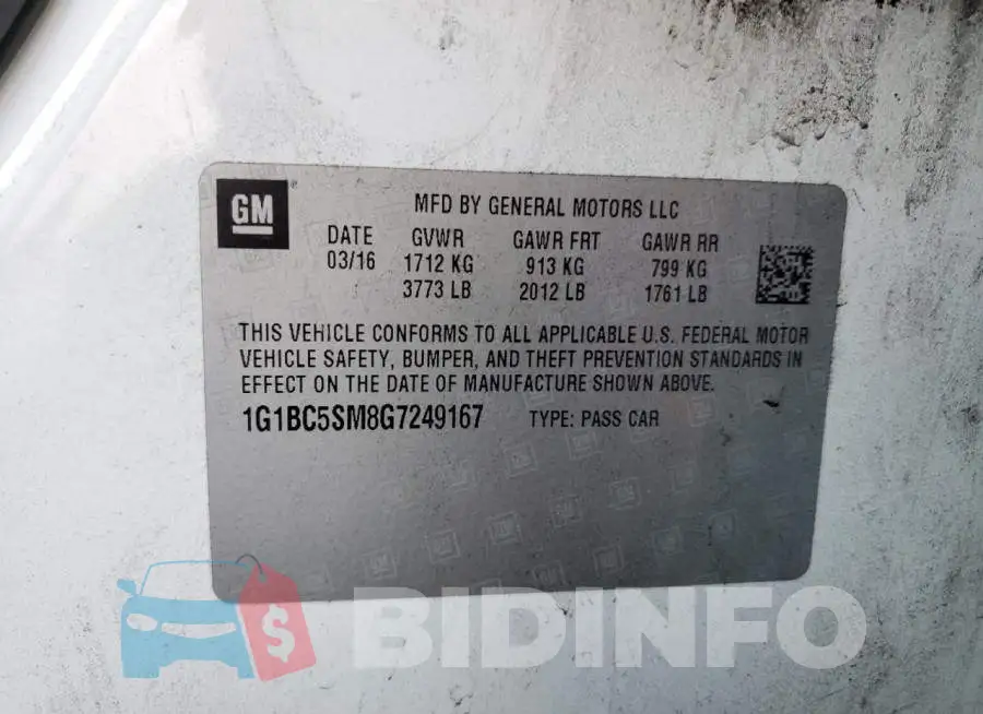 1G1BC5SM8G7249167 Photo# 10
