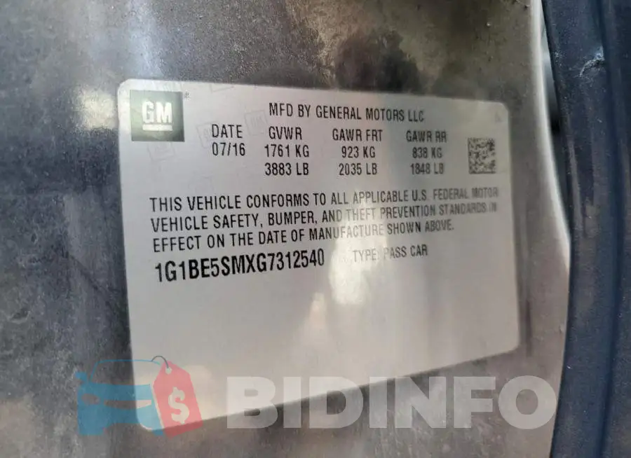 1G1BE5SMXG7312540 Photo# 13