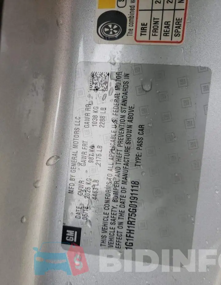 1G1FH1R75G0191118 Photo# 12