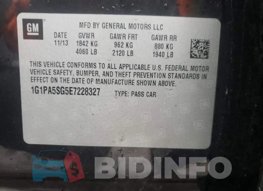 1G1PA5SG5E7228327 Photo# 12