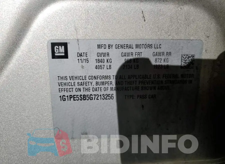 1G1PE5SB5G7213256 Photo# 12