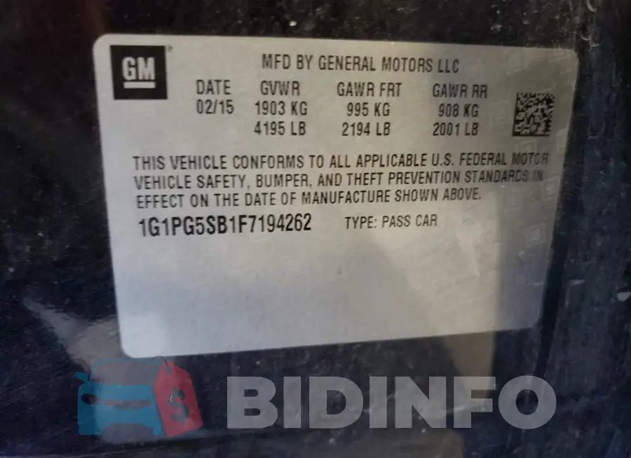 1G1PG5SB1F7194262 Photo# 10