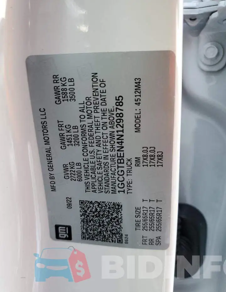 1GCGTBEN4N1298785 Photo# 13