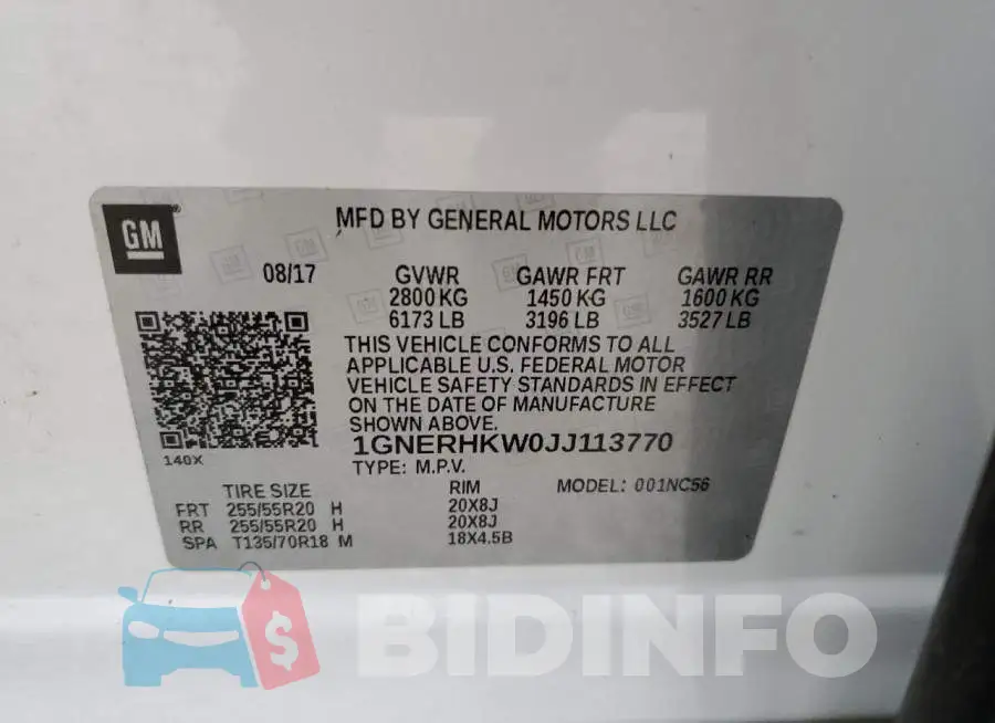 1GNERHKW0JJ113770 Photo# 10