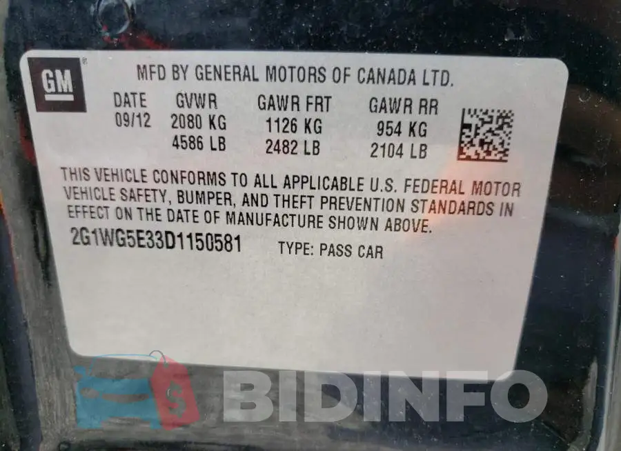 2G1WG5E33D1150581 Photo# 10