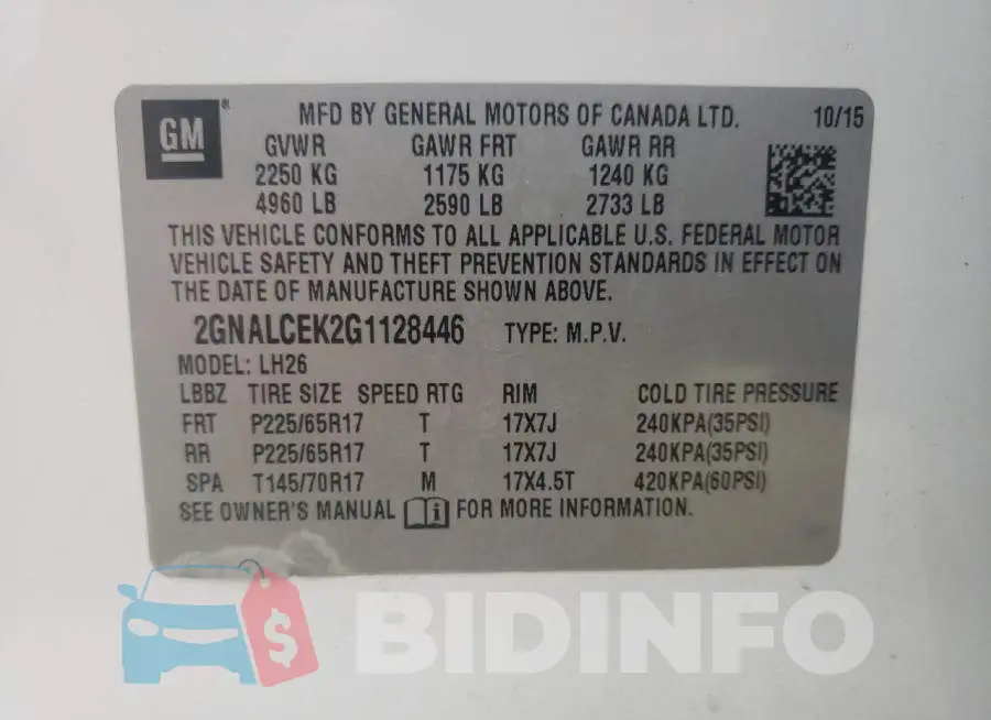 2GNALCEK2G1128446 Photo# 10