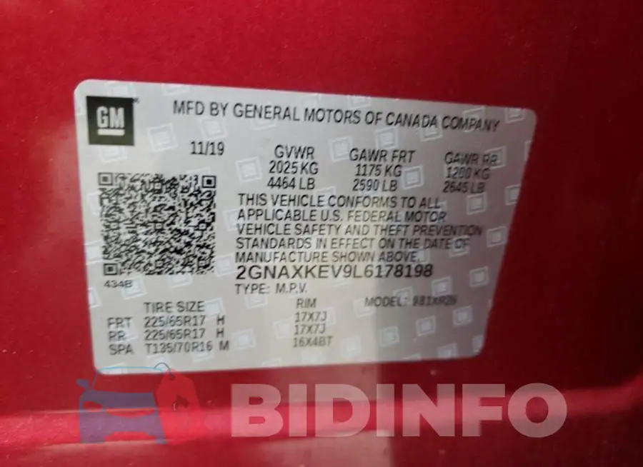 2GNAXKEV9L6178198 Photo# 10