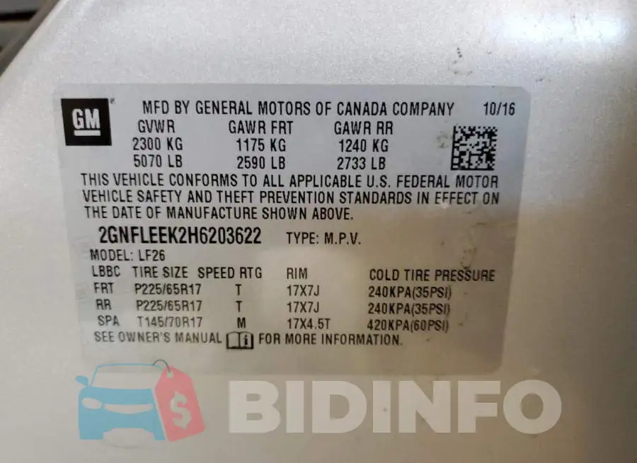 2GNFLEEK2H6203622 Photo# 10