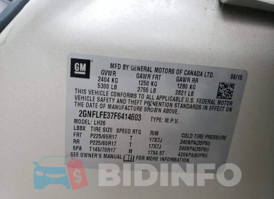 2GNFLFE37F6414603 Photo# 13