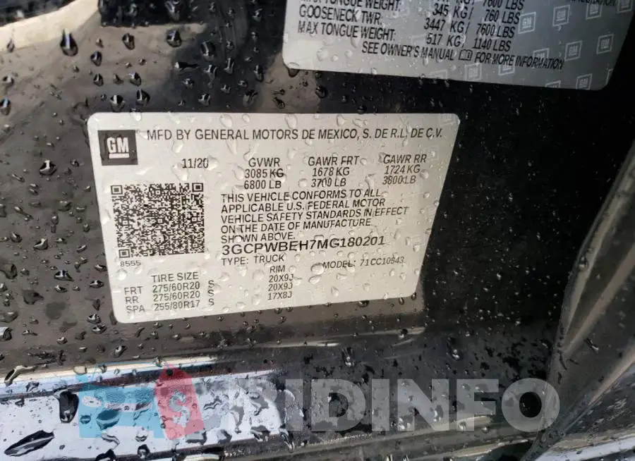3GCPWBEH7MG180201 Photo# 10