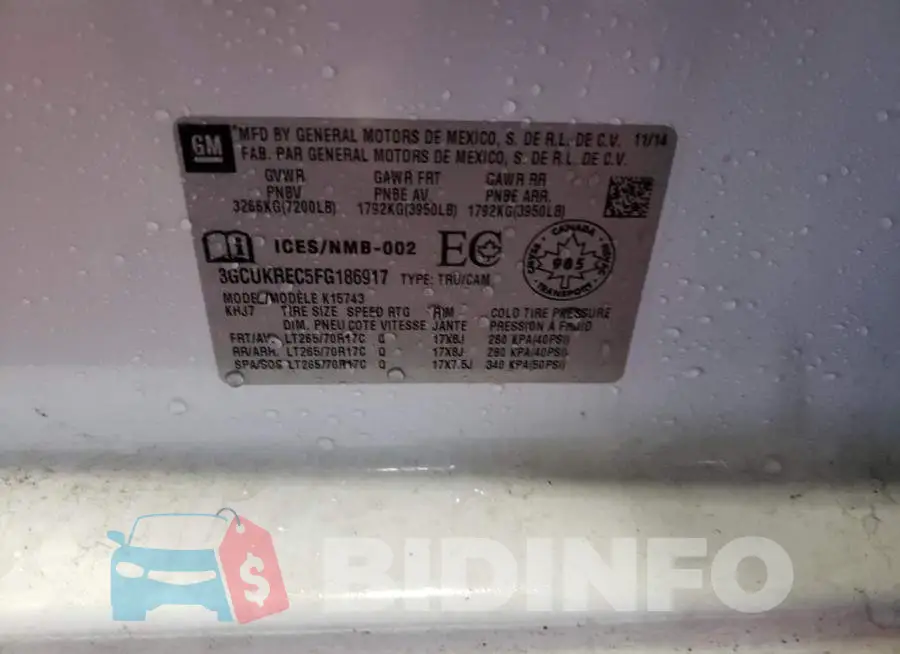 3GCUKREC5FG186917 Photo# 10