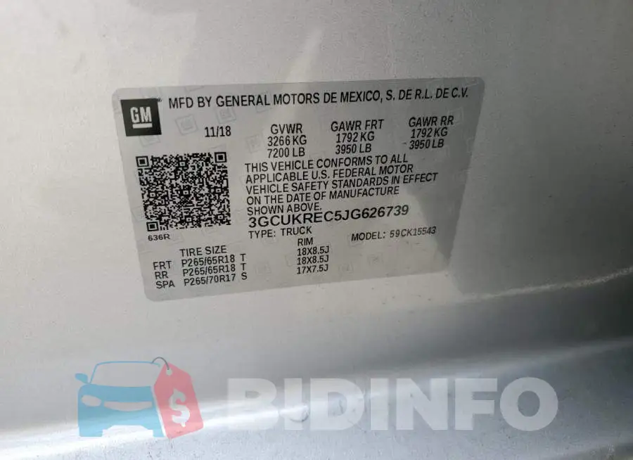 3GCUKREC5JG626739 Photo# 12