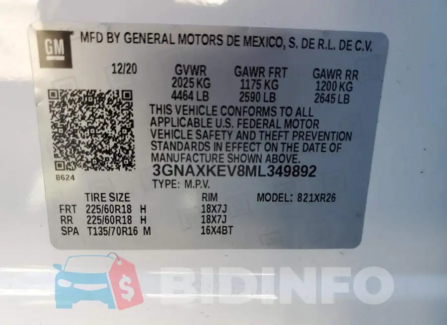 3GNAXKEV8ML349892 Photo# 13