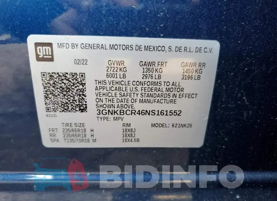 3GNKBCR46NS161552 Photo# 10