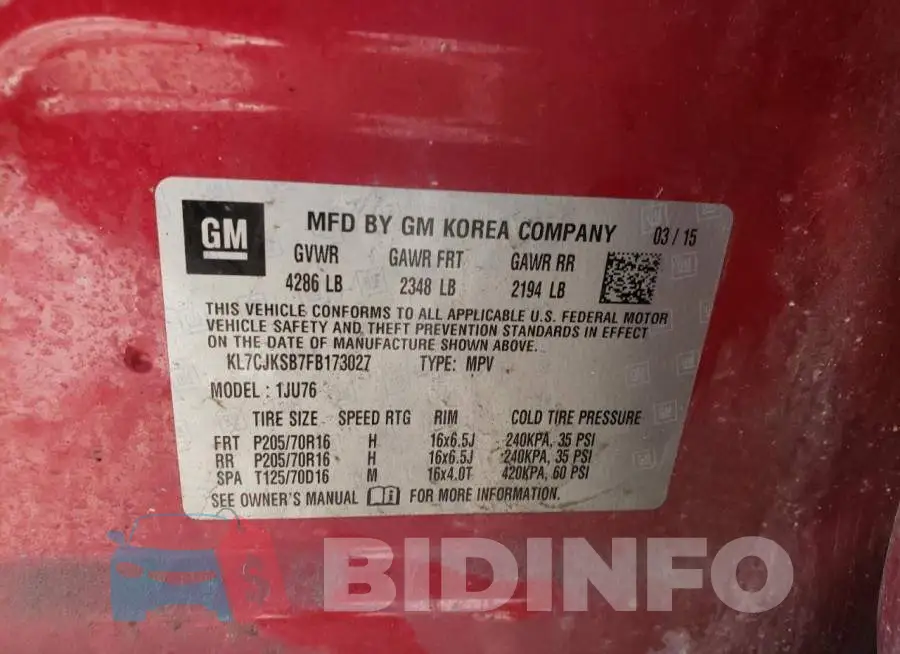 KL7CJKSB7FB173027 Photo# 10