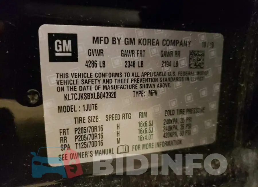 KL7CJKSBXLB043920 Photo# 10