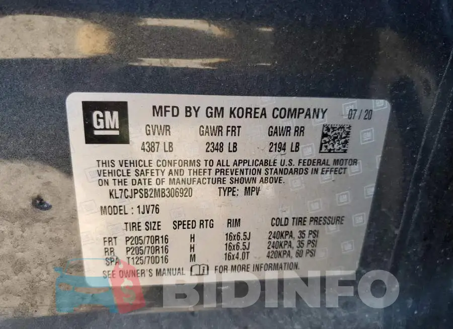 KL7CJPSB2MB306920 Photo# 10