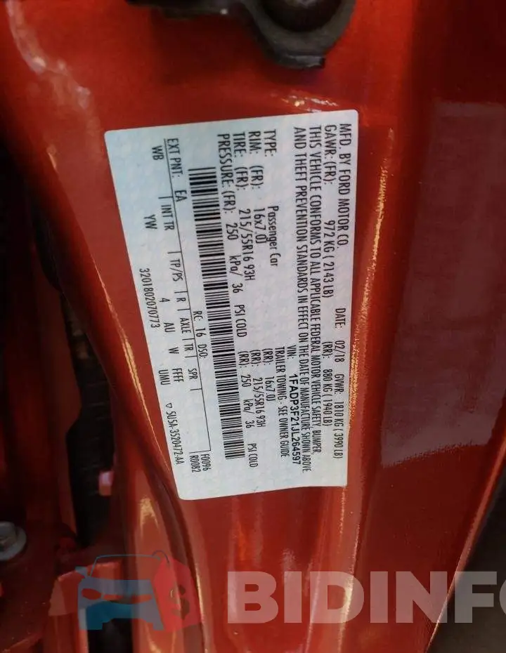 1FADP3F21JL264597 Photo# 12