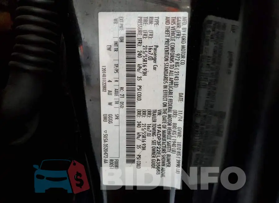 1FADP3F22EL435668 Photo# 12