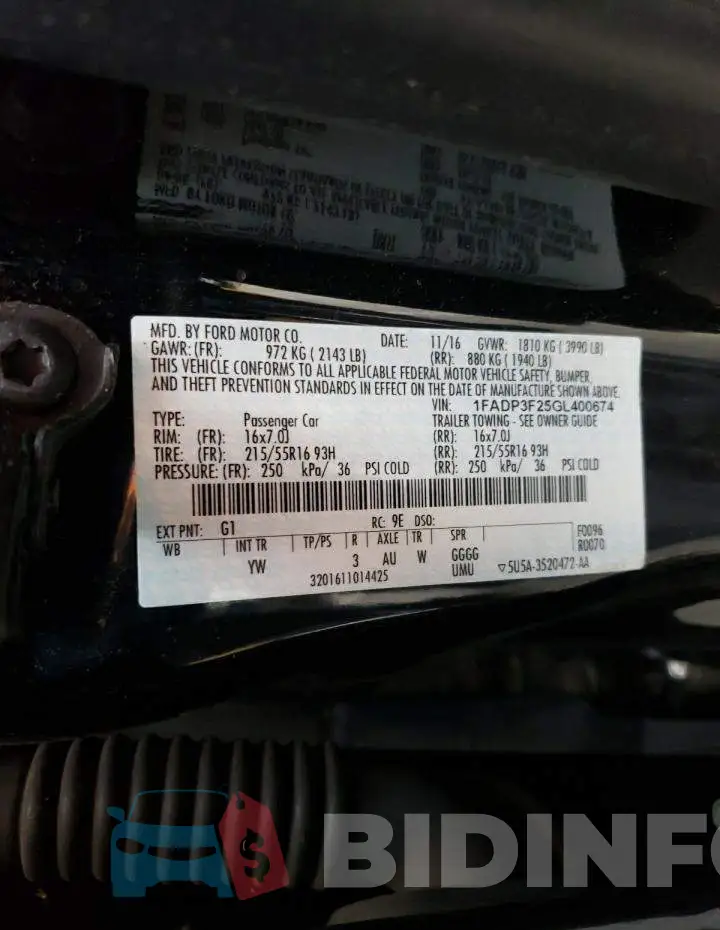 1FADP3F25GL400674 Photo# 10