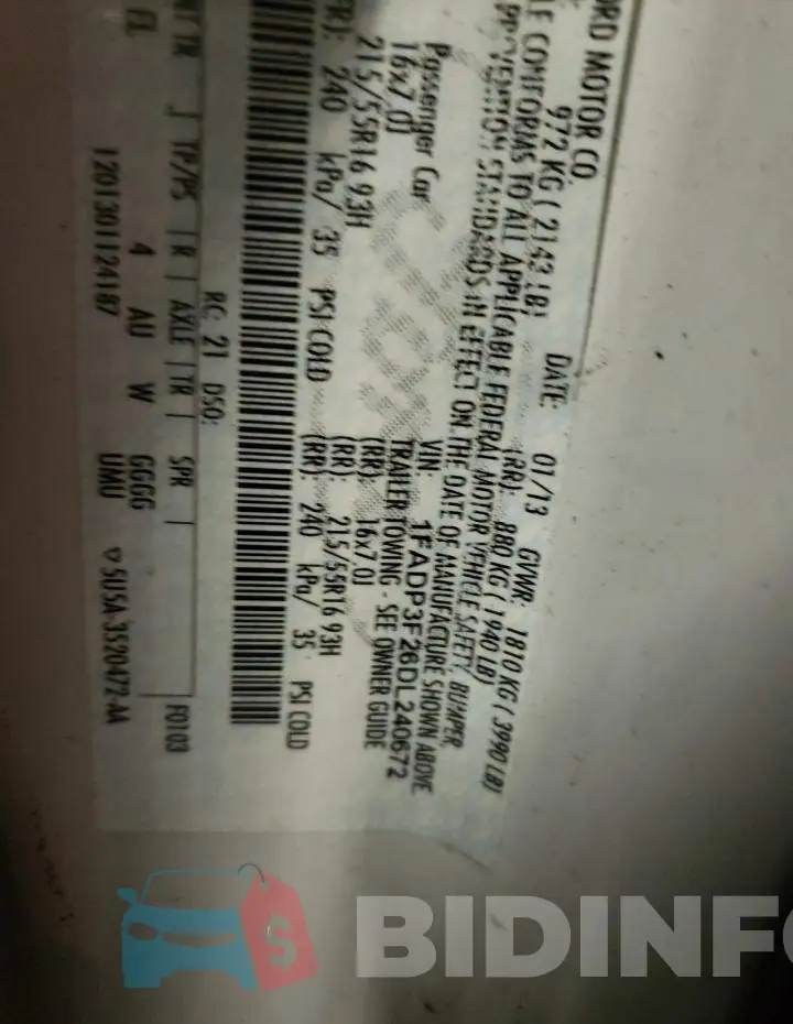 1FADP3F26DL240672 Photo# 10