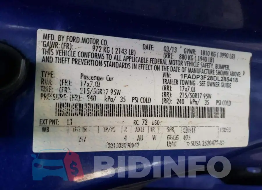 1FADP3F28DL285418 Photo# 12