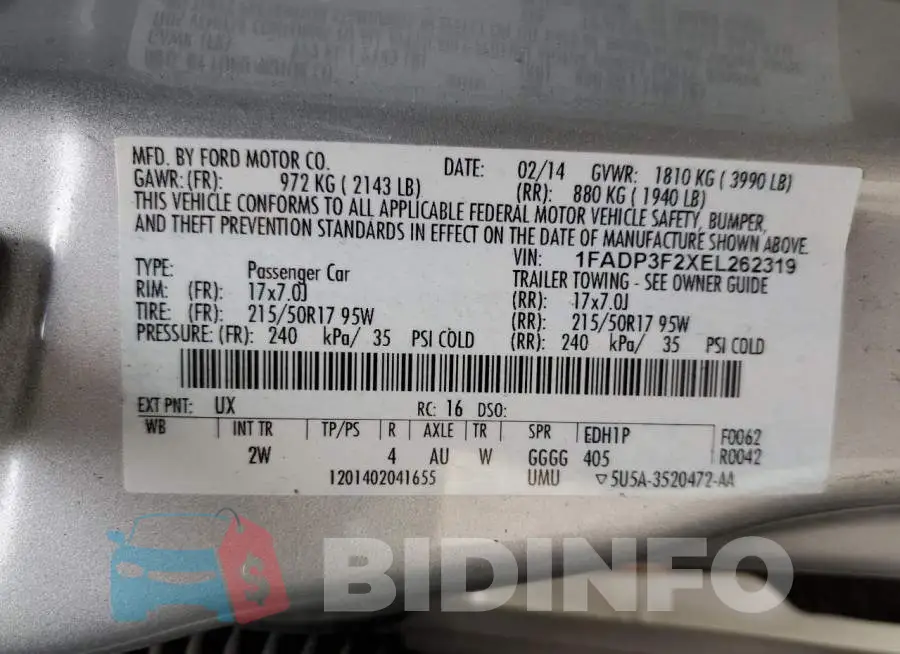 1FADP3F2XEL262319 Photo# 13