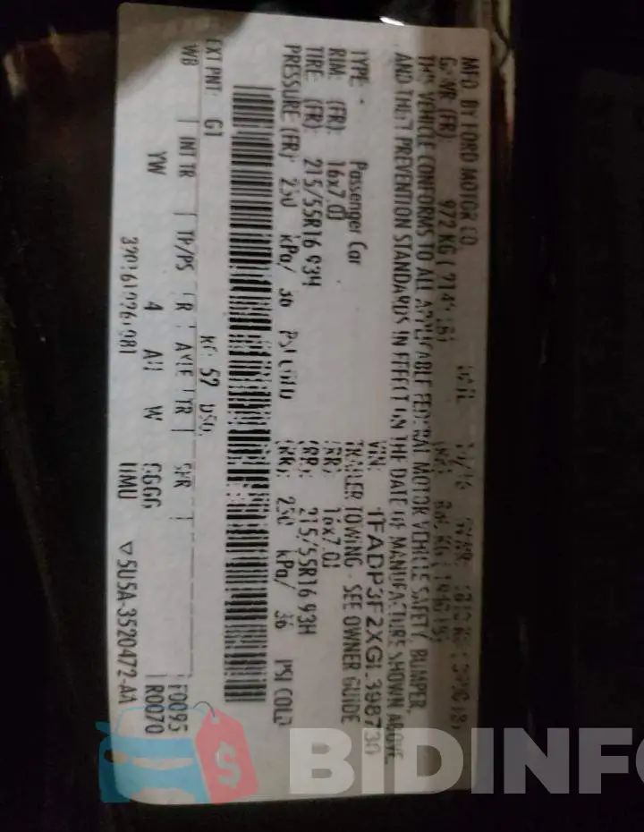 1FADP3F2XGL398730 Photo# 10