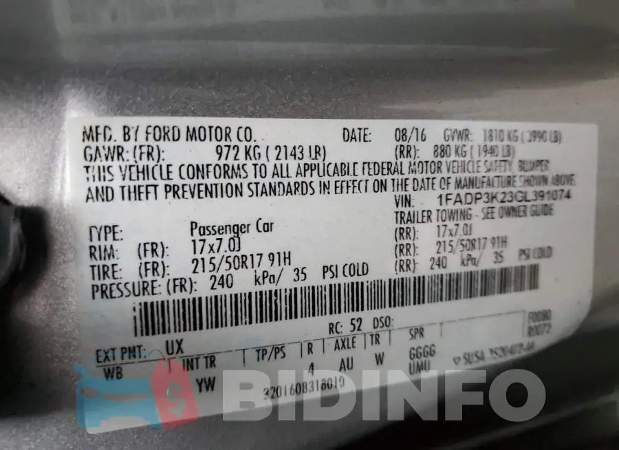 1FADP3K23GL391074 Photo# 13