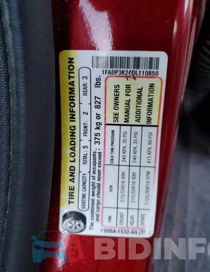 1FADP3K24DL110850 Photo# 12