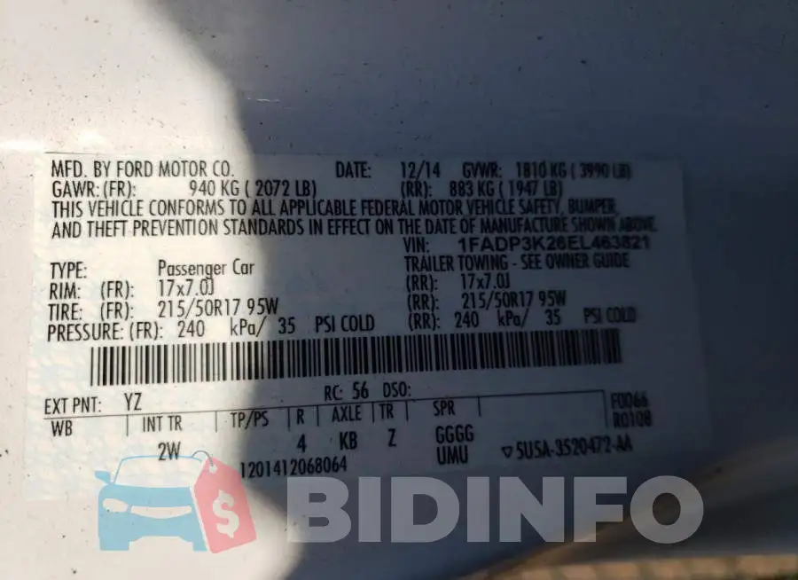 1FADP3K26EL463821 Photo# 13