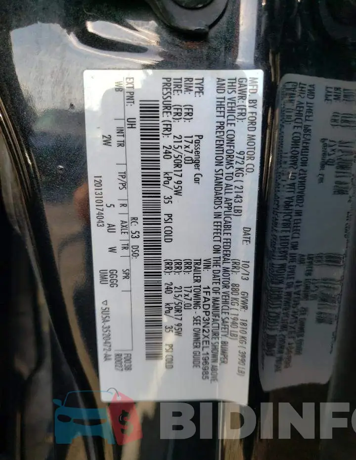 1FADP3N2XEL196985 Photo# 10