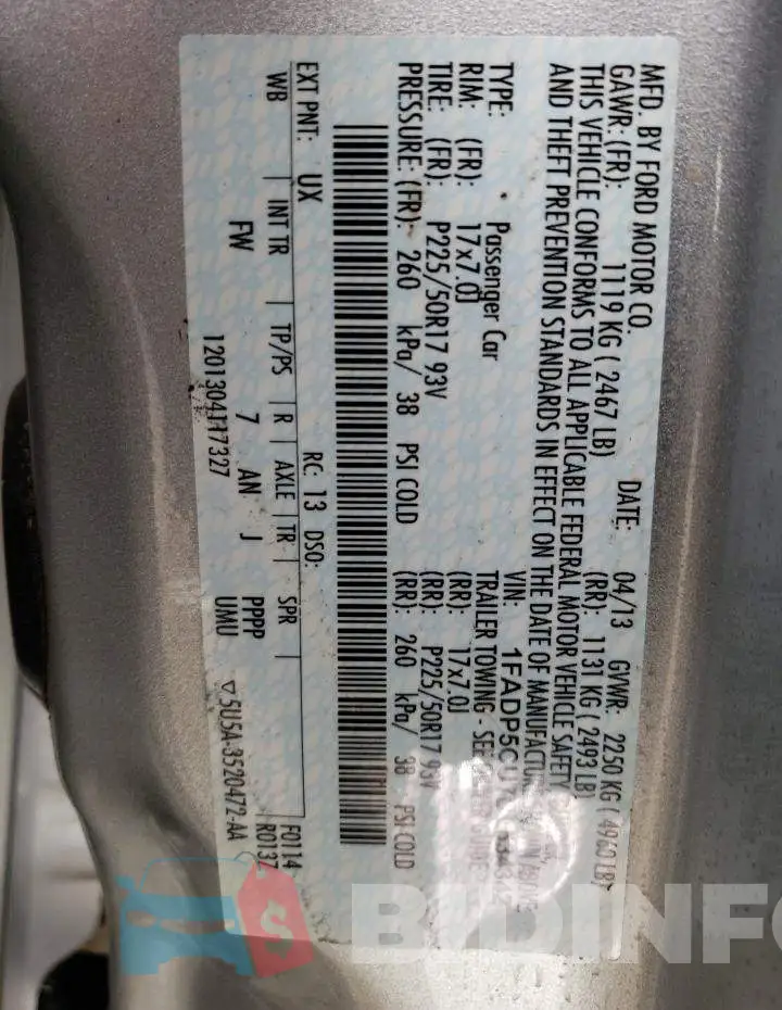 1FADP5CU7DL534342 Photo# 10