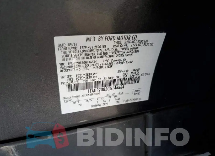 1FAHP2D85GG146864 Photo# 12