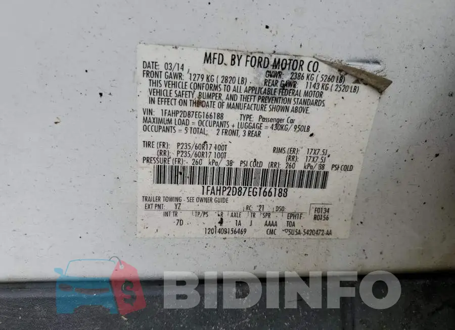 1FAHP2D87EG166188 Photo# 12