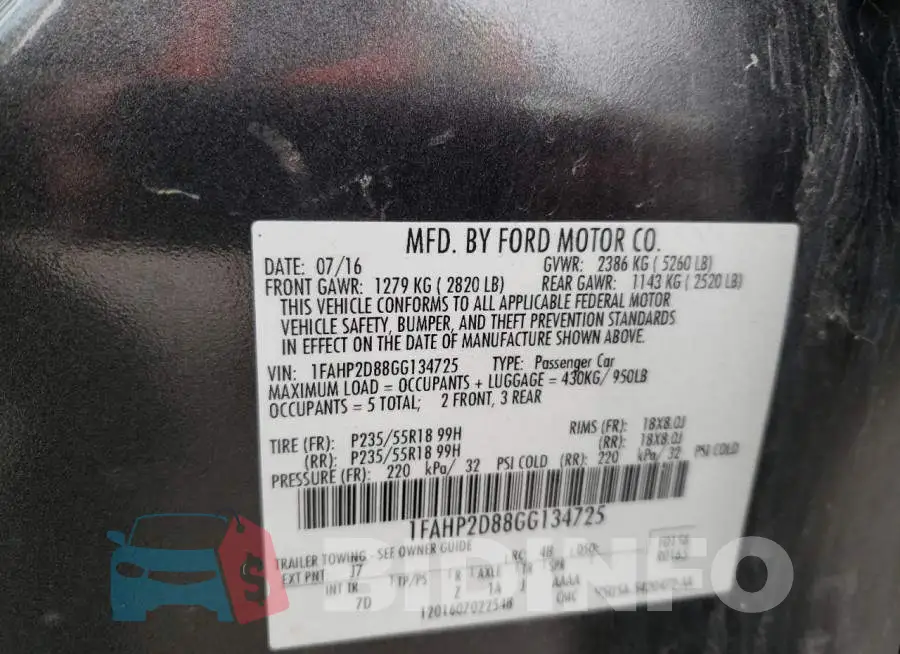 1FAHP2D88GG134725 Photo# 12