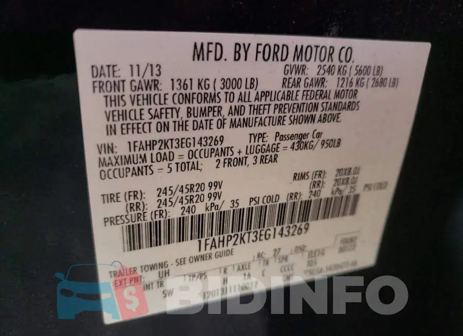1FAHP2KT3EG143269 Photo# 10