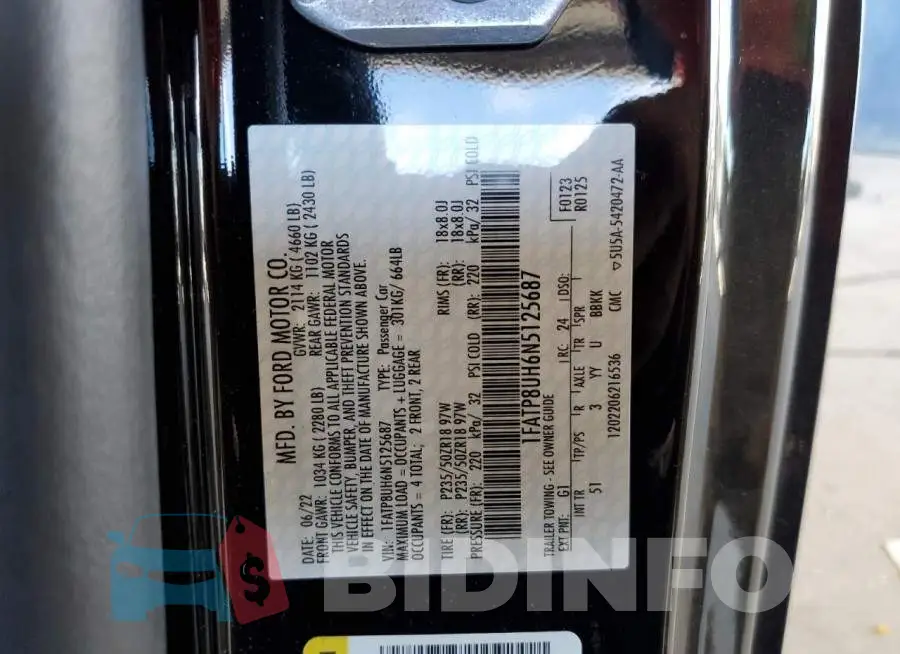 1FATP8UH6N5125687 Photo# 10