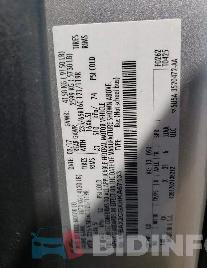 1FBAX2CGXHKA67133 Photo# 10