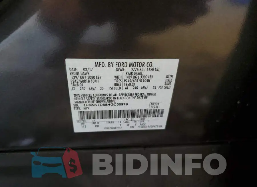 1FM5K7D88HGC50979 Photo# 13