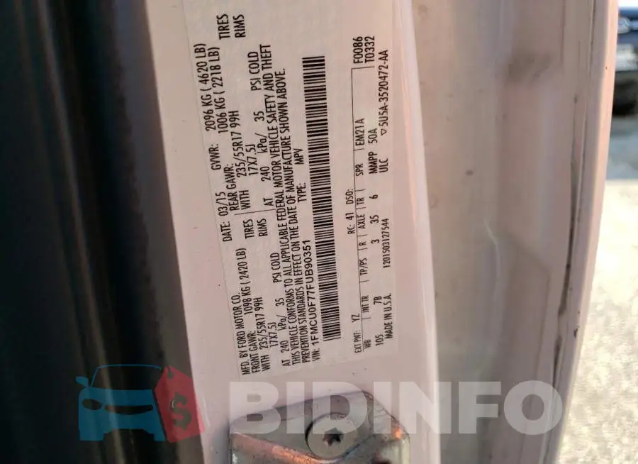 1FMCU0F77FUB90351 Photo# 10
