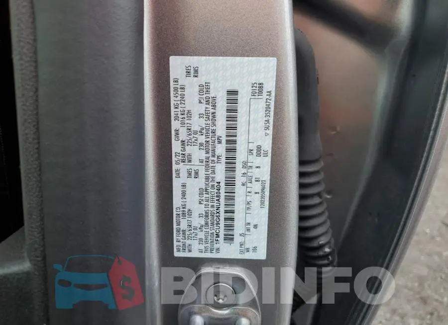 1FMCU9G6XNUA80404 Photo# 13
