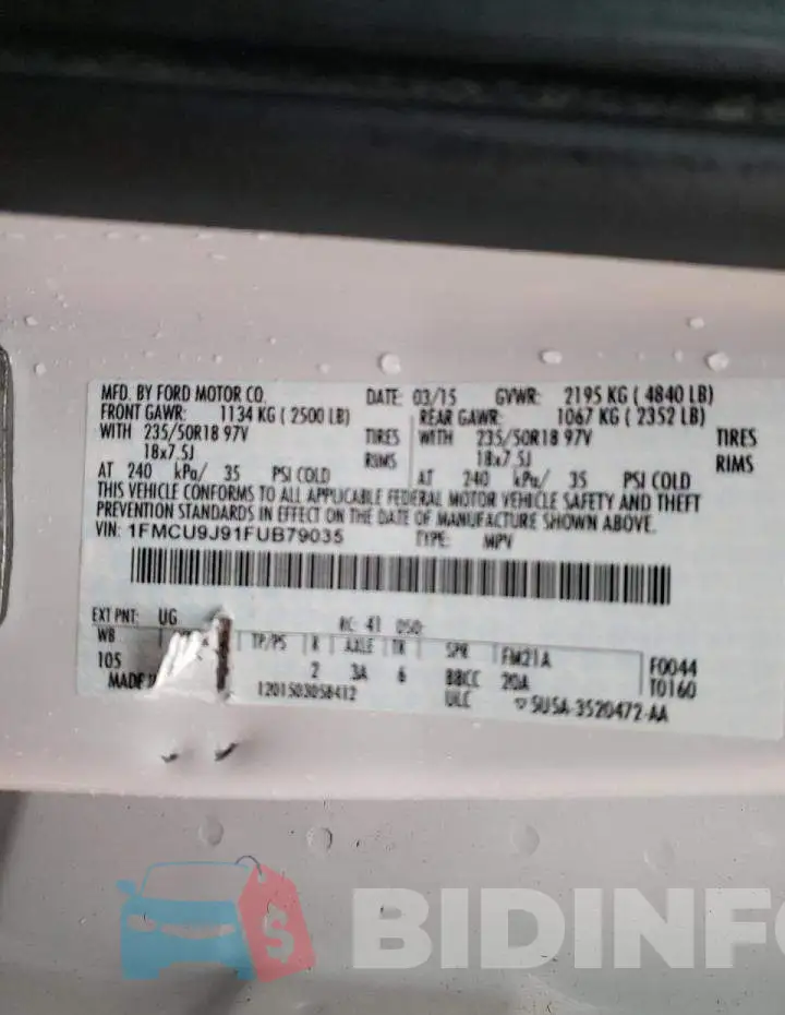 1FMCU9J91FUB79035 Photo# 12
