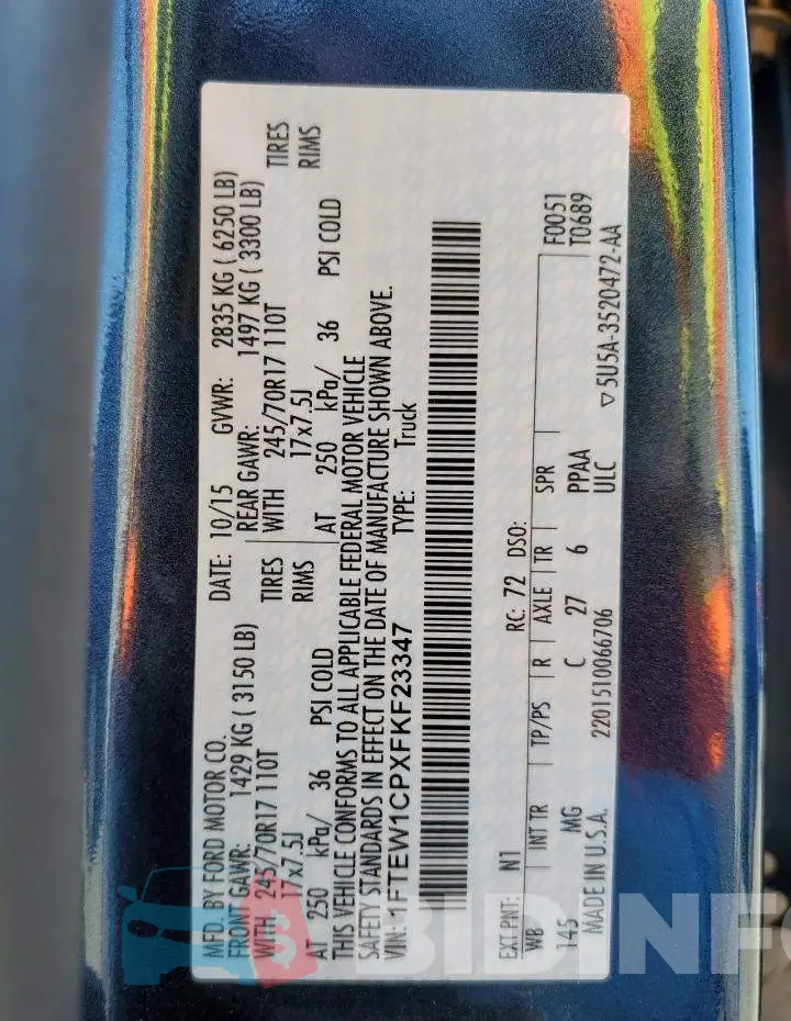 1FTEW1CPXFKF23347 Photo# 13