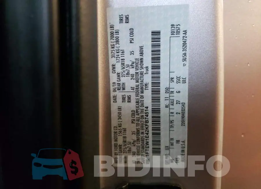 1FTEW1E42KFB74514 Photo# 10