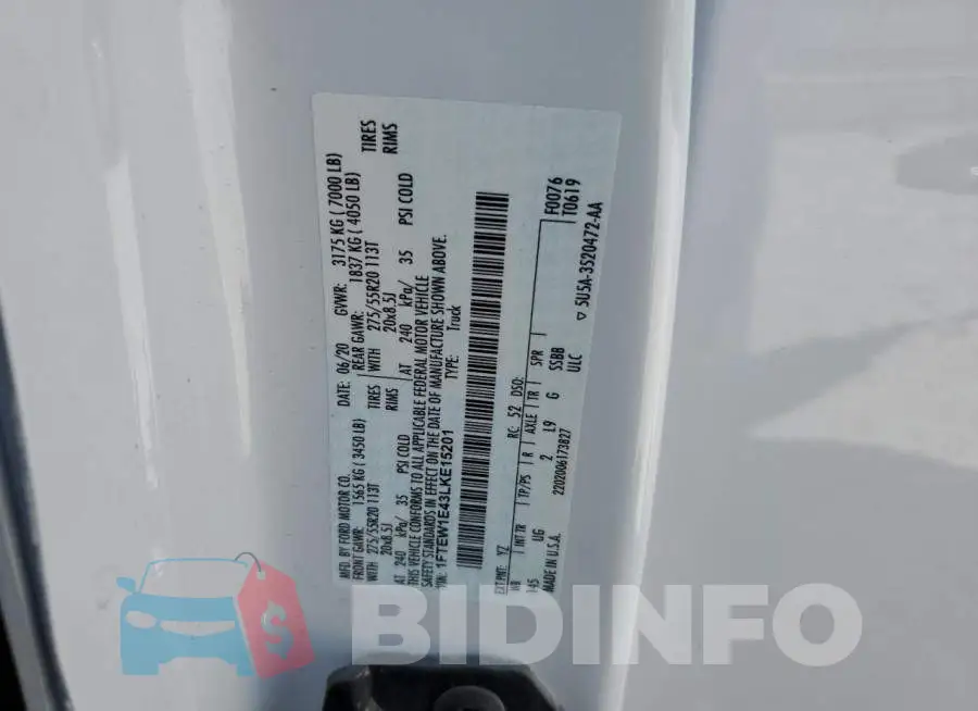 1FTEW1E43LKE15201 Photo# 10