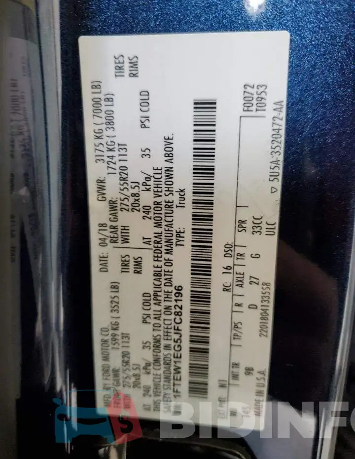 1FTEW1EG5JFC82196 Photo# 13
