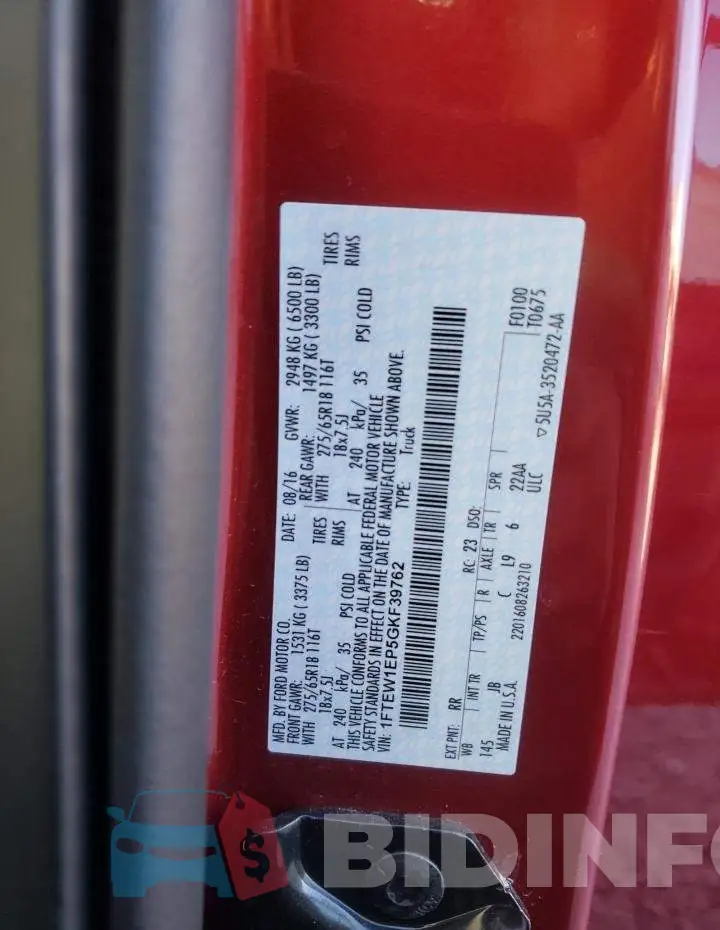 1FTEW1EP5GKF39762 Photo# 12