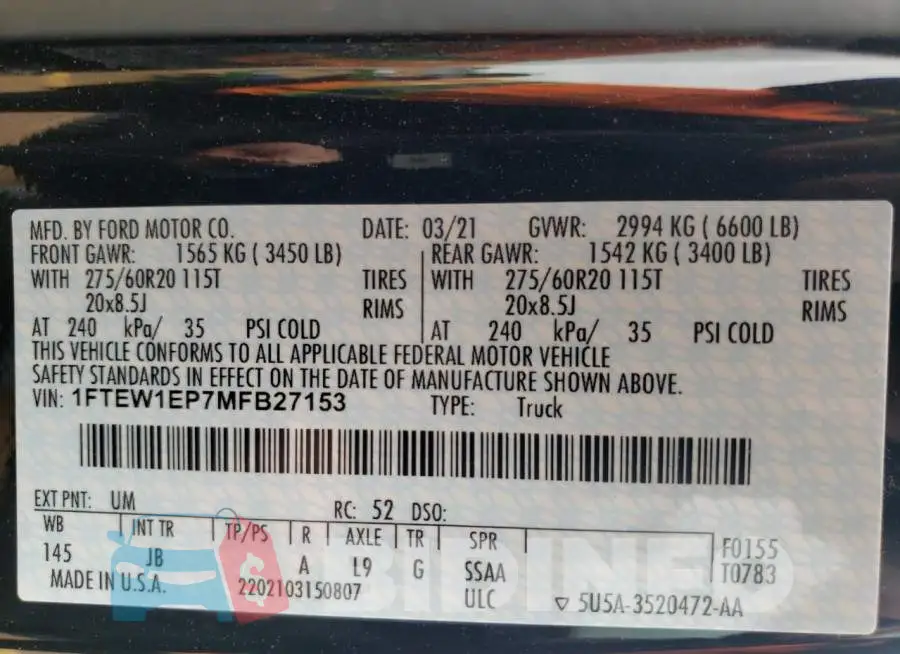 1FTEW1EP7MFB27153 Photo# 12