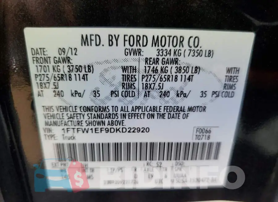 1FTFW1EF9DKD22920 Photo# 12